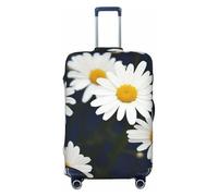 NBSKSDLK Reisegepäckabdeckung, Blumen, Gänseblümchen, Koffer-Schutz, kratzfest, waschbar, elastische Kofferabdeckung, TSA-geprüft, Gepäckschutz, passend für 45,7 - 81,3 cm Gepäck, Schwarz , L
