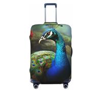 NBSKSDLK Reisegepäckabdeckung, bunter Pfauen-Koffer-Schutz, kratzfest, waschbar, elastische Kofferabdeckung, TSA-geprüft, Gepäckschutz, passend für 45,7 - 81,3 cm Gepäck, Schwarz , XL