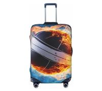 NBSKSDLK Reisegepäckabdeckung, Eis- und Feuer-Volleyball-Koffer-Schutz, kratzfest, waschbar, elastische Kofferabdeckung, TSA-geprüft, Gepäckschutz, passend für 45,7 - 81,3 cm Gepäck, Schwarz , XL