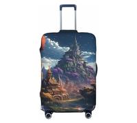 NBSKSDLK Reisegepäckabdeckung, Fantasy-Stadt-Koffer-Schutz, kratzfest, waschbar, elastische Kofferabdeckung, TSA-geprüft, Gepäckschutz, passend für 45,7 - 81,3 cm Gepäck, Schwarz , XL