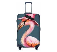 NBSKSDLK Reisegepäckabdeckung, Halloween, Flamingo, Hexenhut, Koffer-Schutz, kratzfest, waschbar, elastische Kofferabdeckung, TSA-geprüft, Gepäckschutz, passend für 45,7 - 81,3 cm Gepäck, Schwarz , XL