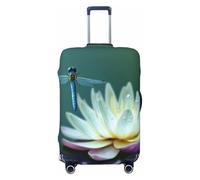NBSKSDLK Reisegepäckabdeckung, Libelle mit Seerose, Koffer-Schutz, kratzfest, waschbar, elastische Kofferabdeckung, TSA-geprüft, Gepäckschutz, passend für 45,7 - 81,3 cm Gepäck, Schwarz , S