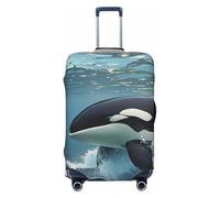 NBSKSDLK Reisegepäckabdeckung, Orca-Killer-Wal-Koffer-Schutz, kratzfest, waschbar, elastische Kofferabdeckung, TSA-geprüft, Gepäckschutz, passend für 45,7 - 81,3 cm Gepäck, Schwarz , XL
