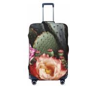 NBSKSDLK Reisegepäckabdeckung, Rosen, Blumen und Kaktus, Koffer-Schutz, kratzfest, waschbar, elastische Kofferabdeckung, TSA-geprüft, Gepäckschutz, passend für 45,7 - 81,3 cm Gepäck, Schwarz , L