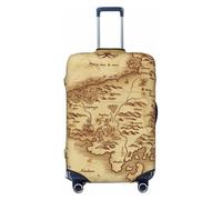 NBSKSDLK Reisegepäckabdeckung, Schatzkarte, Vintage-Koffer-Schutz, kratzfest, waschbar, elastische Kofferabdeckung, TSA-geprüft, Gepäckschutz, passend für 45,7 - 81,3 cm Gepäck, Schwarz , S