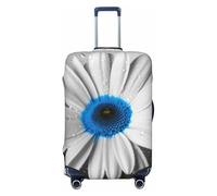 NBSKSDLK Reisegepäckabdeckung, weiß, blau, Gänseblümchen, Koffer-Schutz, kratzfest, waschbar, elastische Kofferabdeckung, TSA-geprüft, Gepäckschutz, passend für 45,7 - 81,3 cm Gepäck, Schwarz , M
