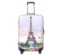 NBSKSDLK Reisegepäckhülle, Motiv: Paris Eiffelturm mit Blumen, Koffer-Schutz, kratzfest, waschbar, elastisch, TSA-geprüft, Gepäckschutz, passend für 45,7 - 81,3 cm Gepäck, Schwarz , S