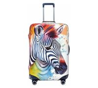 NBSKSDLK Reisegepäckhülle, niedlich, bunt, Zebra-Koffer-Schutz, kratzfest, waschbar, elastisch, TSA-geprüft, Gepäckschutz, passend für 45,7 - 81,3 cm Gepäck, Schwarz , S