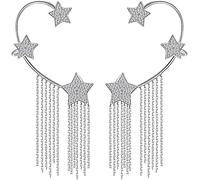 NBZZ Schmetterling Quaste Ohrringe Glänzender Zirkon-Schmetterlings-Ohrclips Lange Blumen-Quasten-Ohrringe Frauen Ohr Knochen Clip Kein Piercing Ohrclip (05-1pairs)