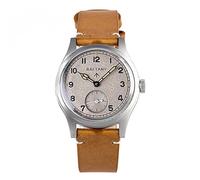 NC Baltany Dirty Dozen Watch Men D12 36MM Sea Gull ST1701 Movement Automatic BGW9 Luminous Vintage Military Armbanduhren (Brown Leather White)