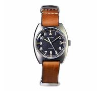 NC BALTANY W10 Tonneau Watch Homage RAF British Army Watch Edelstahl NH38 Automatik Vintage Armbanduhr für Herren (Brown NA Strap)