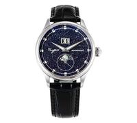 NC Moonphase Luxury Herrenuhren 316L Edelstahlgehäuse Seagull ST2528 Uhrwerk Edelstein Sterne Zifferblatt Automatik Herren Armbanduhr Geschenk (Brown Strap)