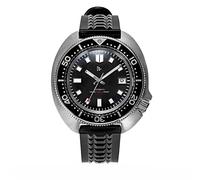 NC Retro Taucheruhren Automatische Mechanische Tuna Abalone Uhr Herren NH35 41MM Zifferblatt C3 Lume Flexional Rubber Strap 20Bar (Black)