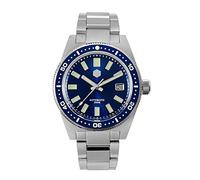 NC San Martin 62mas V4 Herren Taucheruhren Saphirglas Hexagonal Logo NH35 Armband Automatik Armbanduhr (Blue)