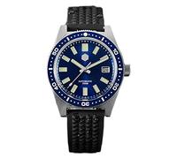 NC San Martin 62mas V4 Herren Taucheruhren Saphirglas Hexagonal Logo NH35 Armband Automatik Armbanduhr (Rubber Blue)