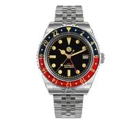 NC San Martin 6542 Luxury GTM Uhren Saphirglas 20Bar leuchtendes Zifferblatt und Lünette Herren Edelstahl Automatik Mechanische Uhren (Black)