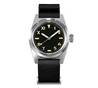 NC San Martin SN031G2 NH35 Vintage Military Enthusiasten Pilot Herrenuhren Saphirglas EIN Nylonband automatische mechanische Edelstahl Herrenuhr (Black)