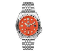 NC San Martin SN046G Edelstahl Taucheruhren NH35 Mov't Mechanische Uhr C3 Super leuchtendes Armband Saphirglas 200m wasserdichte Armbanduhr (orange)