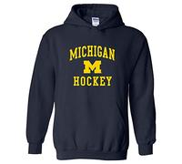 NCAA Arch Logo Hockey, Team Color Hoodie, College, University, Michigan Wolverines Navy, Medium