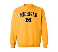 NCAA Arch Logo, Team Color Crewneck, College, University, Michigan Wolverines Gold, Large