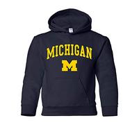 NCAA Arch Logo, Team Color Youth Hoodie, College, University, Michigan Wolverines Navy, Large