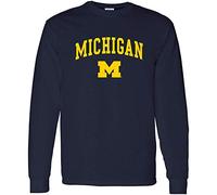 NCAA Offiziell Lizenziertes College - University Team Color Arch Logo Langarm, Michigan Wolverines Navy, Large