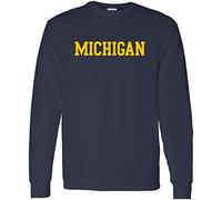 NCAA Offizielles Lizenzprodukt College - University Basic Block Langarm T-Shirt, Michigan Wolverines Navy, X-Groß