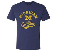 NCAA Retro Script Team Color T-Shirt College University, Herren, Michigan Wolverines Vintage Marineblau, Large