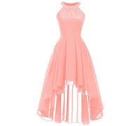 NCQiFei Damen Kleid Sommer Elegant Kleider Spitzenkleid Knielang Festlich Hochzeit Partykleid Rockabilly Retro Cocktailkleid Sommerkleid Ärmellos Großes Pendel Lose Langes Dress