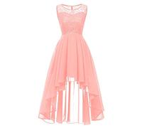 NCQiFei Damen Kleid Sommer Elegant Kleider Spitzenkleid Knielang Festlich Hochzeit Partykleid Rockabilly Retro Cocktailkleid Sommerkleid Ärmellos Großes Pendel Lose Langes Dress