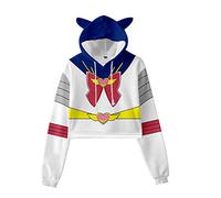NCTCITY Damen Kapuzenpullover Cat Ear Crop Tops Japanischer Anime Sailor Moon 3D Druck Lässiger Hoodie Sweatshirts Loose Sweater Cosplay Tops