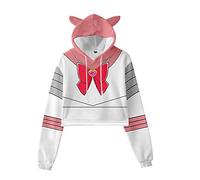 NCTCITY Damen Kapuzenpullover Cat Ear Crop Tops Japanischer Anime Sailor Moon 3D Druck Lässiger Hoodie Sweatshirts Loose Sweater Cosplay Tops