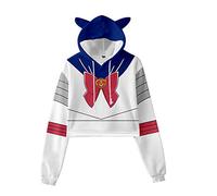 NCTCITY Damen Kapuzenpullover Cat Ear Crop Tops Japanischer Anime Sailor Moon 3D Druck Lässiger Hoodie Sweatshirts Loose Sweater Cosplay Tops