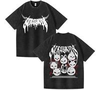 NCTCITY Herren Damen T-Shirt Used-Look Vintage Tops Stray Kids Dominate World Tour süßes Cartoon-Tier Gedruckt Harajuku Kurzarm Baumwolle Oberteile Schwarz Hyunjin Han Felix I.N