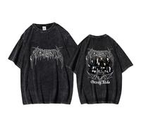 NCTCITY Herren Damen T-Shirt Used-Look Vintage Tops Stray Kids Dominate World Tour süßes Cartoon-Tier Gedruckt Harajuku Kurzarm Baumwolle Oberteile Schwarz Hyunjin Han Felix I.N