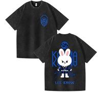 NCTCITY Herren Damen T-Shirt Used-Look Vintage Tops Stray Kids Karma Basic Tshirt Harajuku Kurzarm Oberteile süßes Cartoon-Tier BangChan Lee Know Changbin Hyunjin Han Felix Seungmin I.N