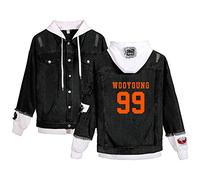 NCTCITY Jeansjacke Freizeit Kapuzenjacke Ripped Kapuzenpullover Herbst Winter Denim Coat Knopfleiste Hooded Sweatshirts HONGJOONG SEONGHWA Yunho YEOSANG SAN MINGI WOOYOUNG JONGHO