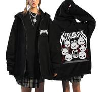 NCTCITY Kapuzenjacke Y2K E-Girl Zip Up Hoodies Freizeit Streetwear Sweater Top Stray Kids Dominate World Tour süßes Cartoon-Tier Gedruckt Harajuku Jacke Sweatshirt Schwarz