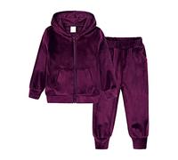 NCTCITY Kleinkind Kinder Samt Trainingsanzug Hoodie Oberteile mit Freizeithose Kleidung Outfit Jungen Mädchen Reissverschlussjacke Tops + Hose Babykleidung Set Sweatshirt mit Sporthose Hausanzug