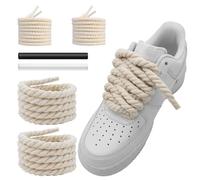 NDTEZUGT 10mm dicke Schnürsenkel für Schuhe, Big Rope Laces for Sneakers, Runde Seil Klobige Gedrehte Baumwoll Kordel Schuhbänder für Turnschuhe (Beige-02, 54''/140cm)