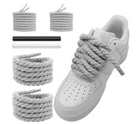NDTEZUGT 10mm dicke Schnürsenkel für Schuhe, Big Rope Laces for Sneakers, Runde Seil Klobige Gedrehte Baumwoll Kordel Schuhbänder für Turnschuhe (Grey-02, 47''/120cm)