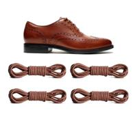 NDTEZUGT 2 Paar ø3mm Dünne Gewachste Oxford Schnürsenkel für Herren Lederschuhe Anzugschuhe Business Chukka Boot, Reißfest Runde Stiefel Schuhbänder Kordel Schwarz (Brown, 24"/60cm)