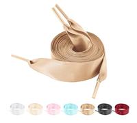 NDTEZUGT 2 Paar Seiden Satin Schnürsenkel, 2cm Breit Weiche Schuhbänder Flach für Damen ür Sportschuhe, Segeltuchschuhe, Freizeitschuhe (Khaki,54"/140cm)