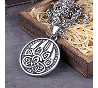 NDYD 316L Edelstahl Klassische Tier Bärenklaue Herren Anhänger Halskette Wikinger Amulett Modeschmuck Skandinavische Rune Männer Geschenk Holzkiste,Silber,60cm