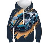 NEAFP 3D Kinder Hoodie Sportwagen - Kinder Pullover Mit Einzigartigem Design, Komfortables Kinder Sweatshirt, Ideal Für Jungen Und Mädchen