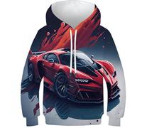 NEAFP Jugendlicher Kinder Sweatshirt Sportwagen in 3D - Modischer Kinder Hoodie, Vielseitiger Kinder Pullover, Perfekt Für Schule Und Freizeit