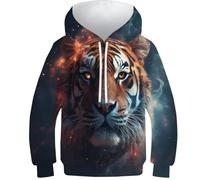 NEAFP Kinder Hoodie Tiger Mit 3D-Design - Trendiger Kinder Pullover, Vielseitiges Kinder Sweatshirt Für Jungen Und Mädchen