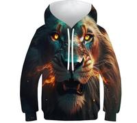 NEAFP Kinder Pullover Löwe in 3D - Stylischer Kinder Hoodie, Kinder Sweatshirt Für Freizeit Und Sport, Toll Für Jugendliche