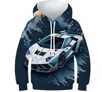 NEAFP Modischer Kinder Hoodie Sportwagen - 3D Kinder Pullover, Hochwertiges Kinder Sweatshirt, Perfekt Für Jungen Und Mädchen