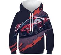 NEAFP Stylischer Kinder Pullover Sportwagen - 3D Gedruckter Kinder Hoodie, Kinder Sweatshirt Für Modebewusste Jungen Und Mädchen